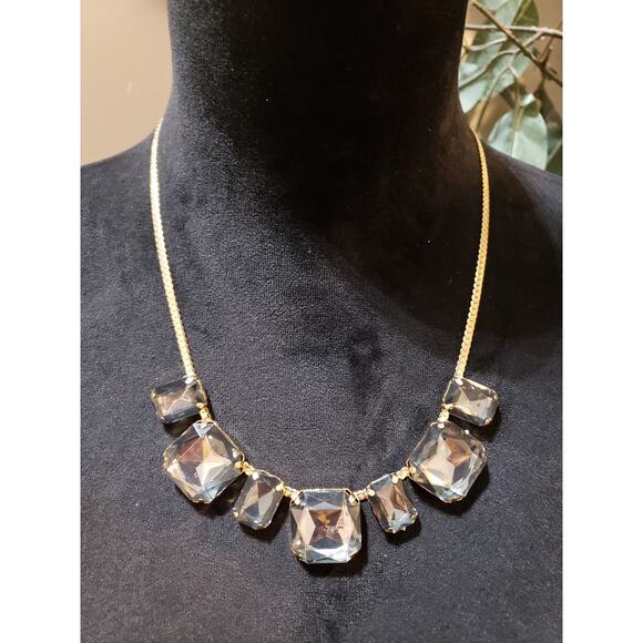 Womens Gold Tone Faceted Crystal Squared Away Collar Necklace with Lobster Clasp - Picture 1 of 6